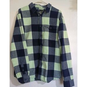 LOST Enterprises Long Sleeve Flannel Button Up Men's Shirt‎ Checked Green L